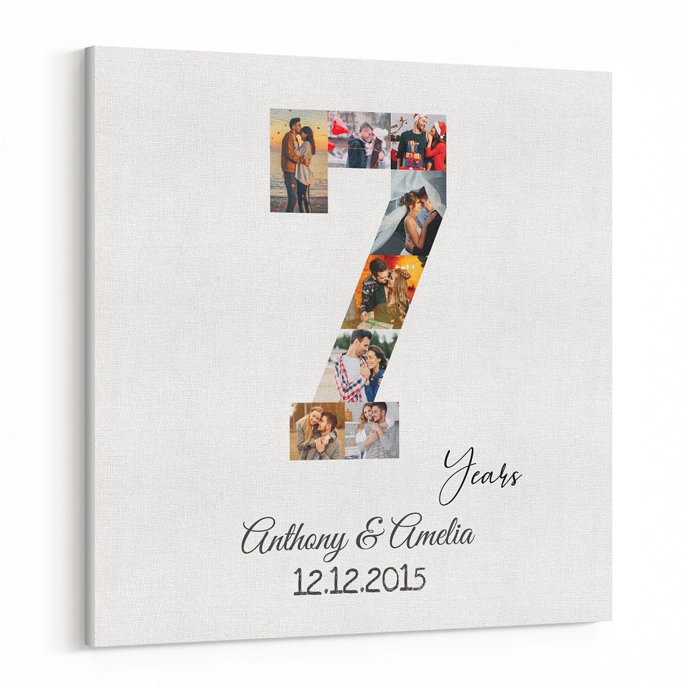7 Year Anniversary Photo Collage Canvas Print