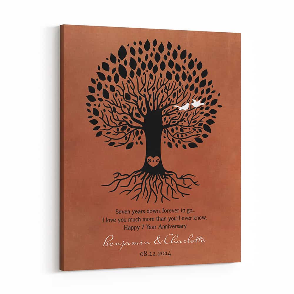7 Year Anniversary Tree Custom Canvas Print