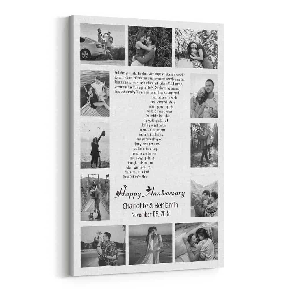 7 Song Lyrics Number Word Art Photo Collage Custom Canvas Print