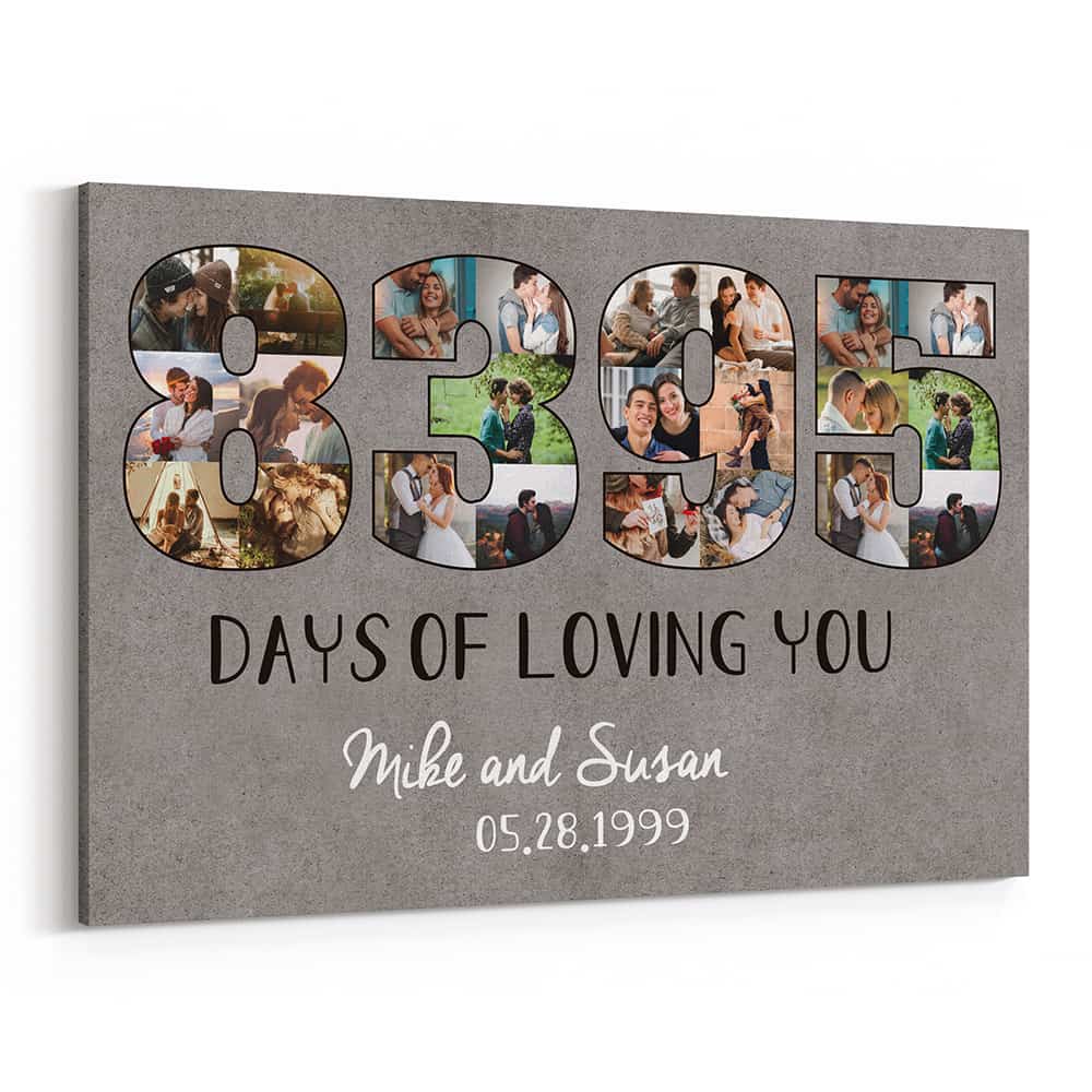 “8395 Days of Loving You” Custom Photo Canvas – 23rd Anniversary Gift
