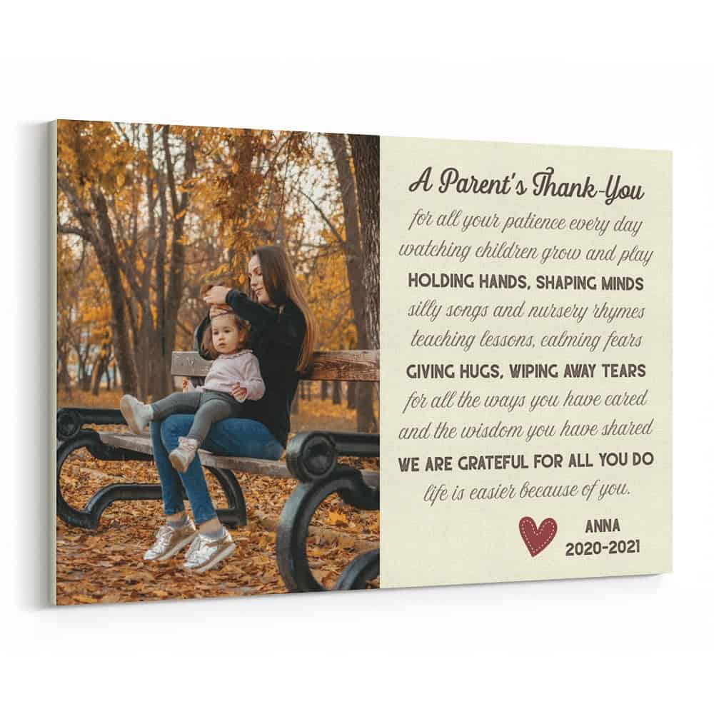 A Parent’s Thank You Poem Custom Canvas Print