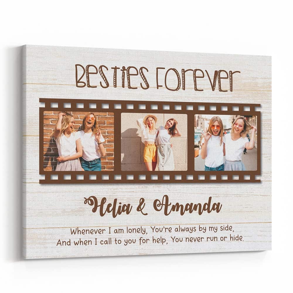 Besties Forever Gift Custom Filmstrip Photo Collage Canvas Print