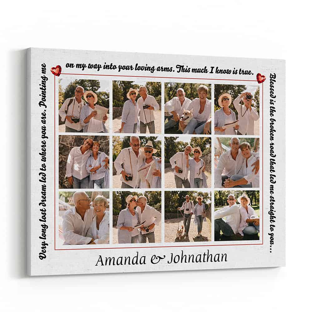 “Blessed Is The Broken Road That Led Me Straight To You” Ruby Anniversary Photo Canvas Print