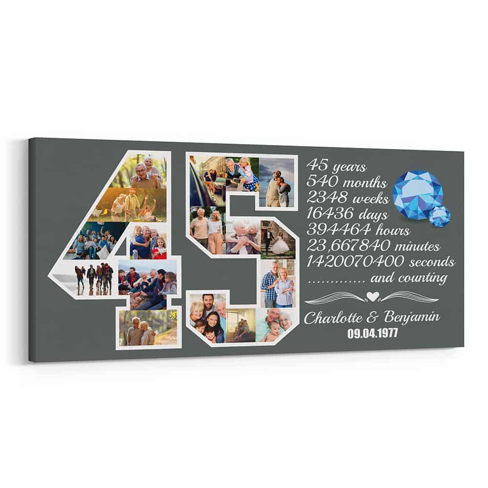 Custom Number 45 Photo Collage Rectangle Canvas Print