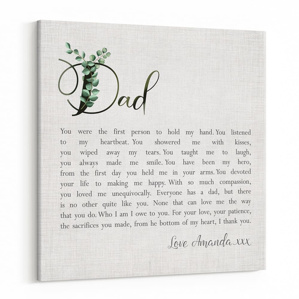 Custom Poem to Dad from Daughter Canvas Print