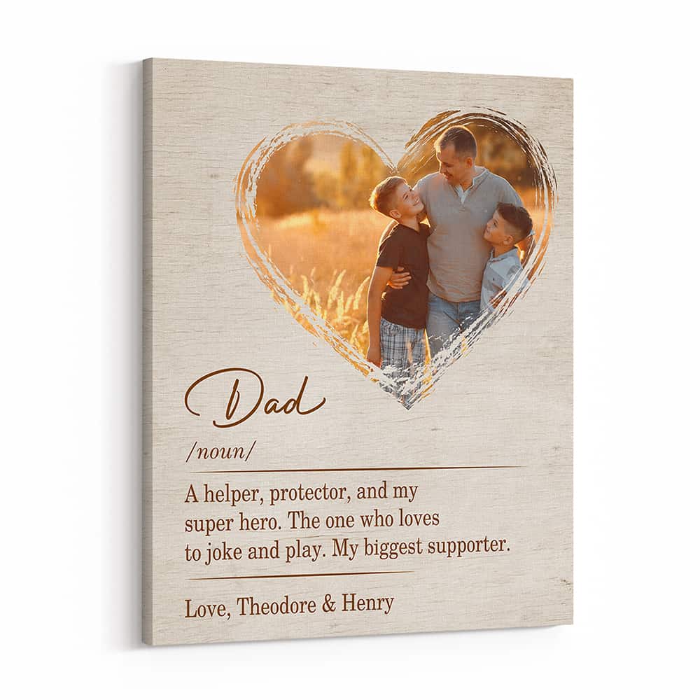 Dad A Helper Protector and My Super Hero Custom Photo Canvas Print