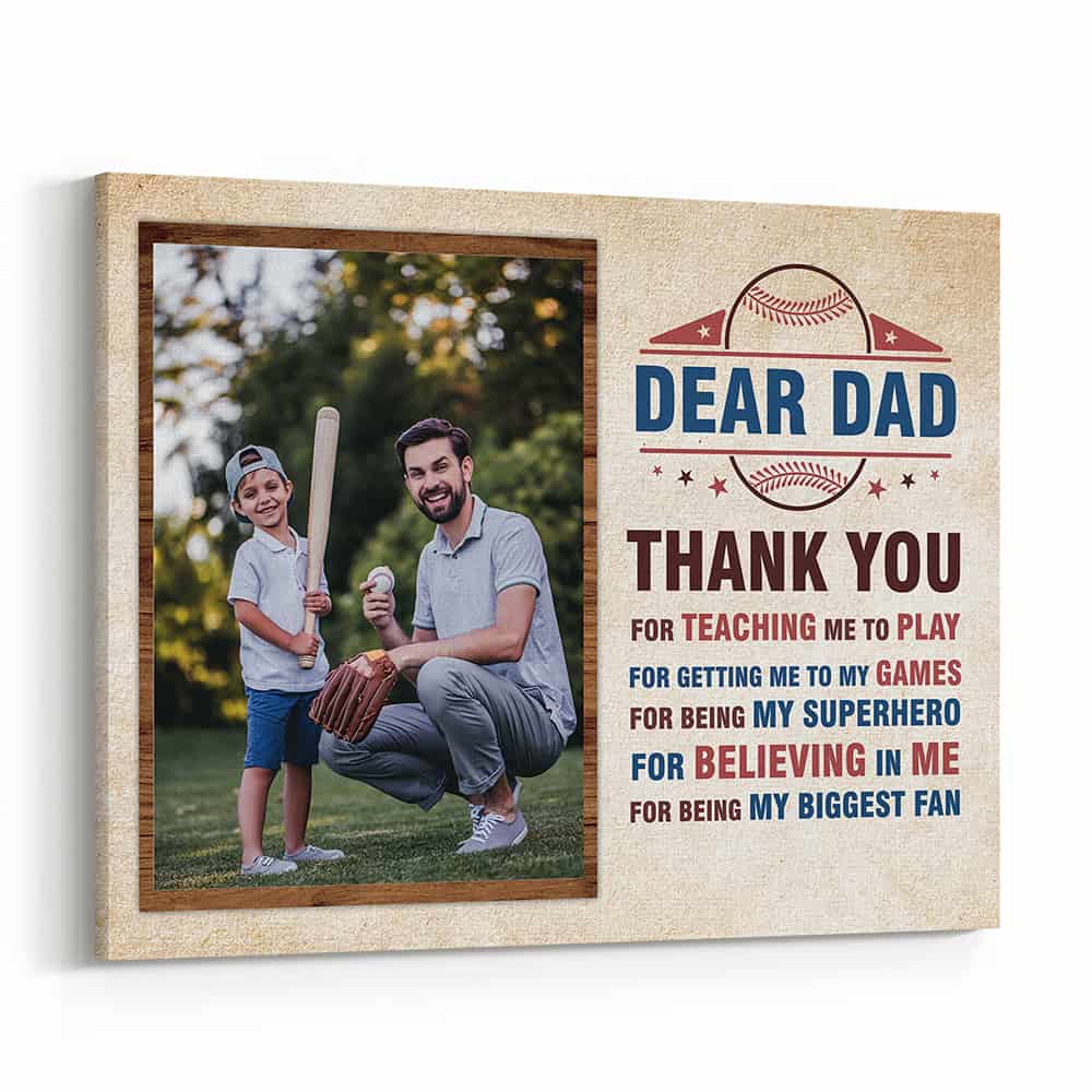 Dear Dad Thank You for Teaching Me to Play Canvas Print