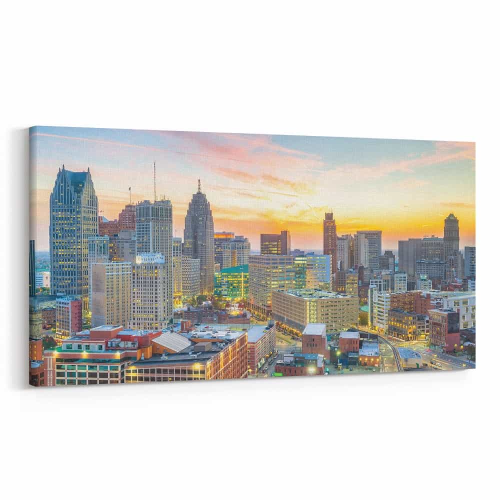 Detroit, Michigan Skyline Canvas Wall Art – Collection A