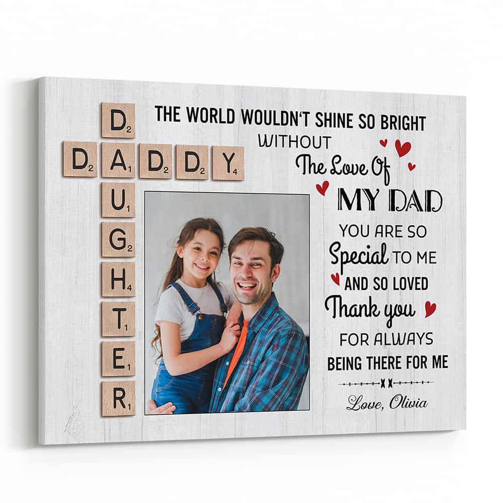 Father Scrabble Pieces From Daughter Custom Photo Canvas Print