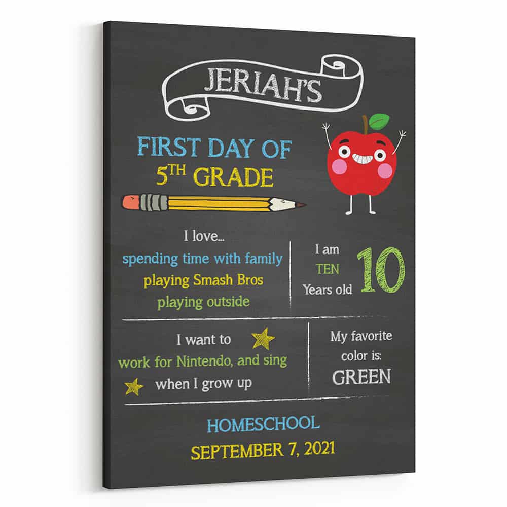 First Day of School Signs Custom Canvas Print