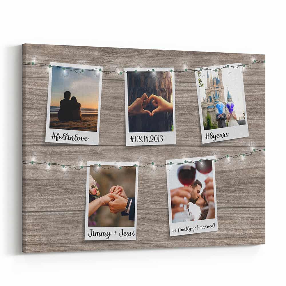 Fun Wedding Keepsake Photo Grid Collage Canvas Print