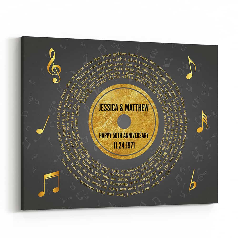 Golden Song Lyrics (50 Years) Custom Canvas Print