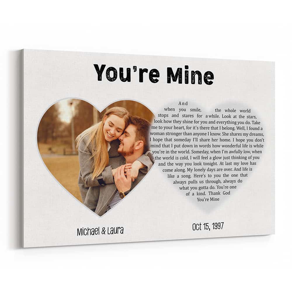 Heart Shaped Song Lyrics 25th Anniversary Custom Photo Canvas Print
