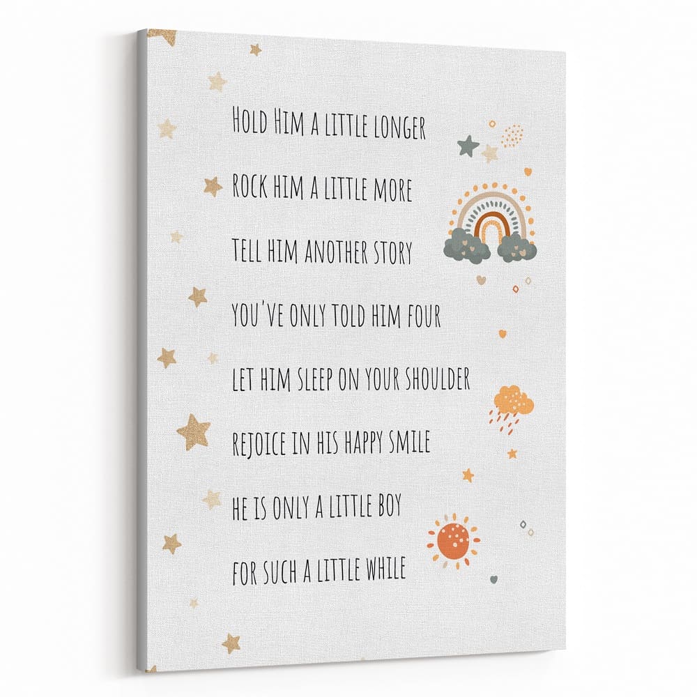 “Hold Him A Little Longer” Baby Boy Canvas Print