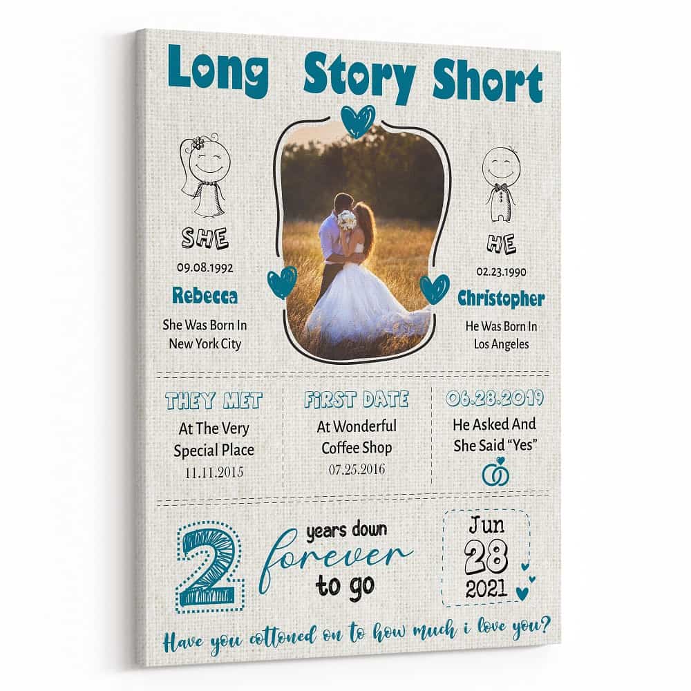 Long Story Short 2 Year Anniversary Custom Canvas Print