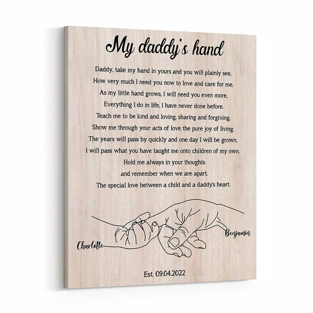 My Daddy’s Hand Poem Custom Canvas Print