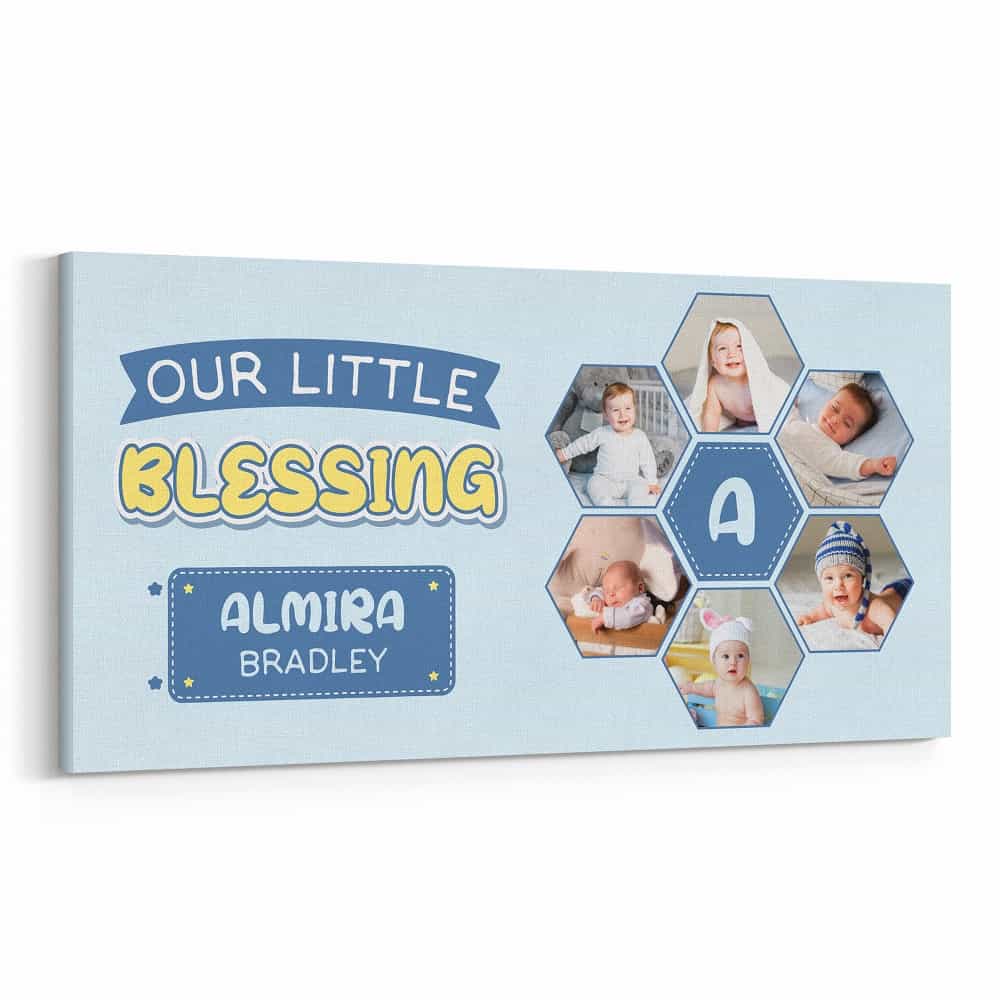 Our Little Blessing Custom Baby Photo Canvas Print