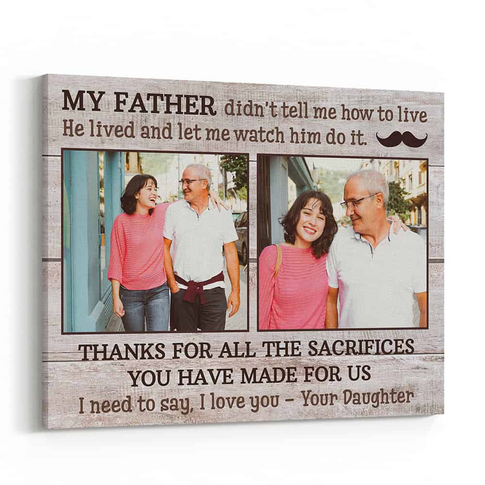 Personalized Thank You Gift for Dad from Daughter or Son Photo Canvas Print