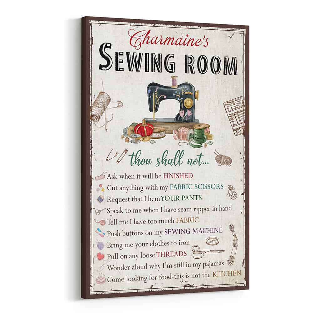 Sewing Room Rules Custom Sign Canvas Print