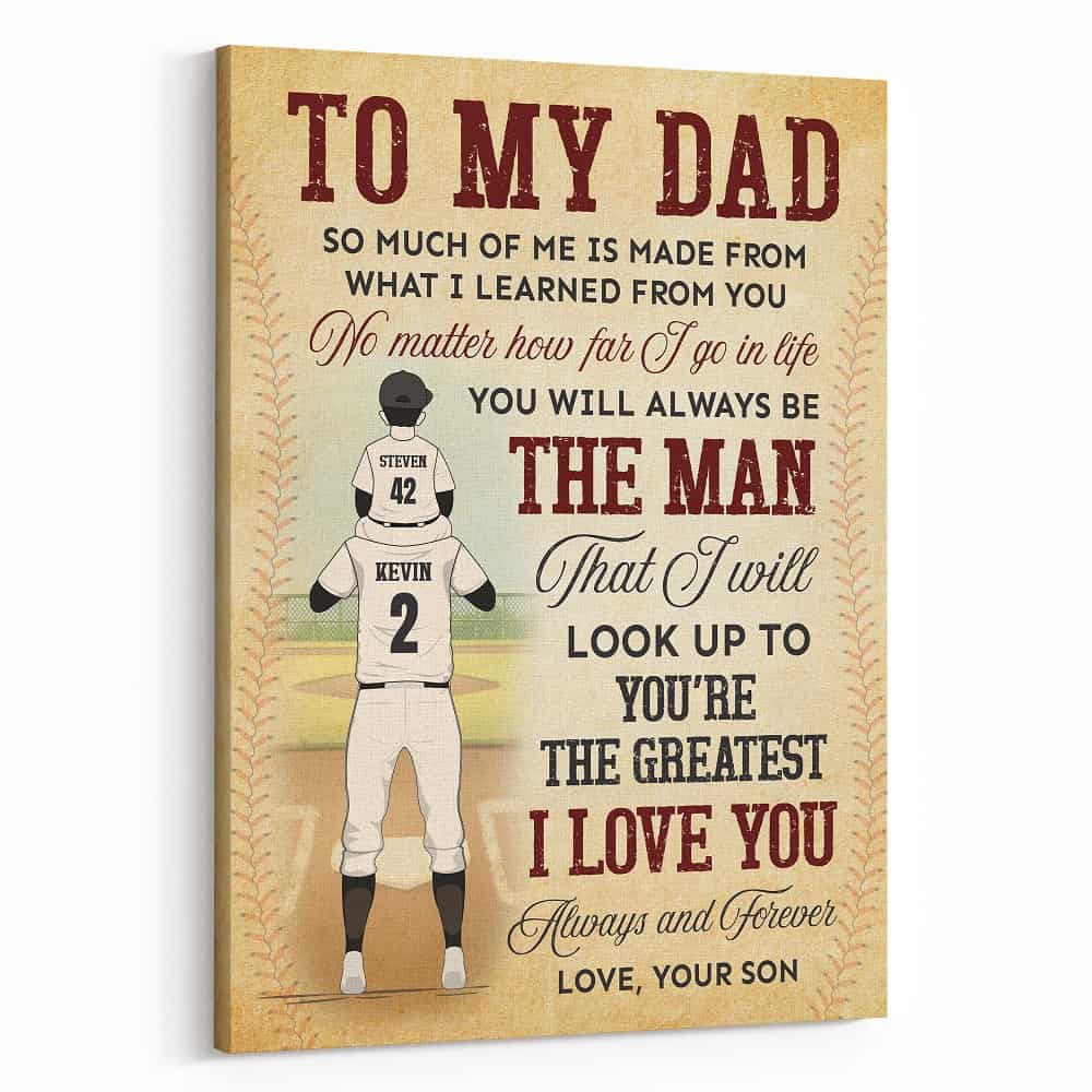 To My Dad Baseball Father’s Day Gift For Dad Custom Canvas Print