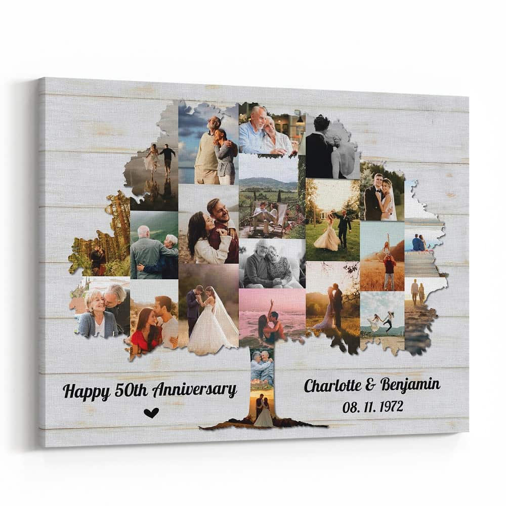 Tree Anniversary Custom Photo And Text Canvas Print