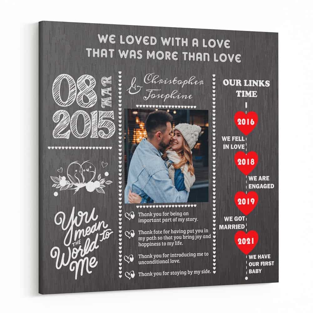 We Loved With a Love That Was More Than Love Anniversary Custom Canvas Print