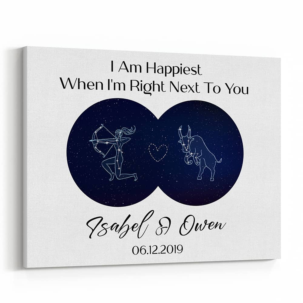 Zodiac Signs Constellation Custom Couple Canvas Print