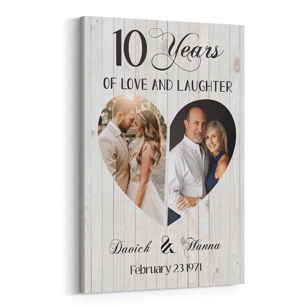 “10 Years of Love and Laughter” Photo Custom Canvas Print