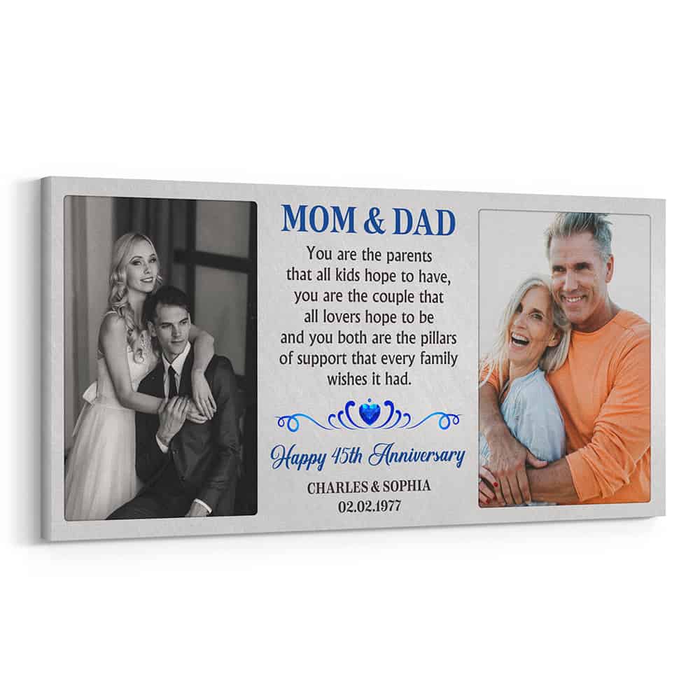 45th Wedding Anniversary Custom Canvas Print
