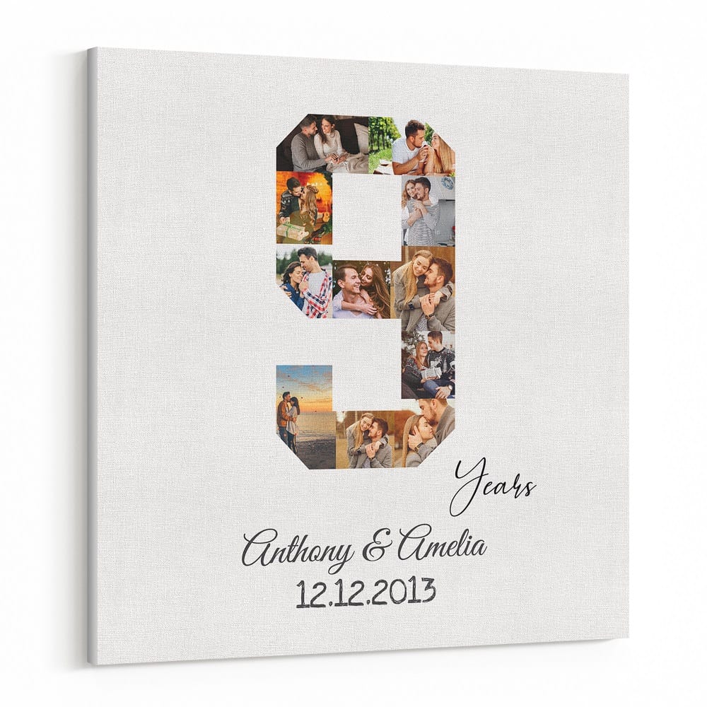 9 Year Anniversary Photo Collage Canvas Print