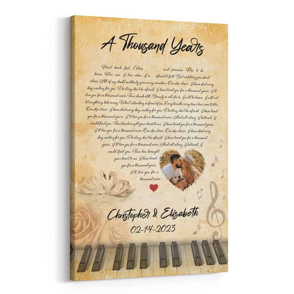 Custom Photo and Text Song Lyrics Piano Keyboard Canvas Print
