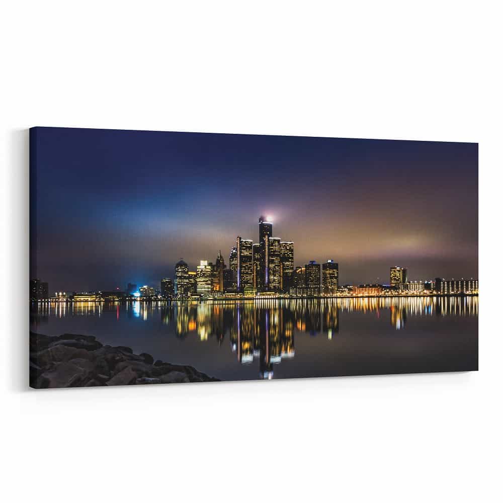 Detroit, Michigan Skyline Canvas Wall Art – Collection C