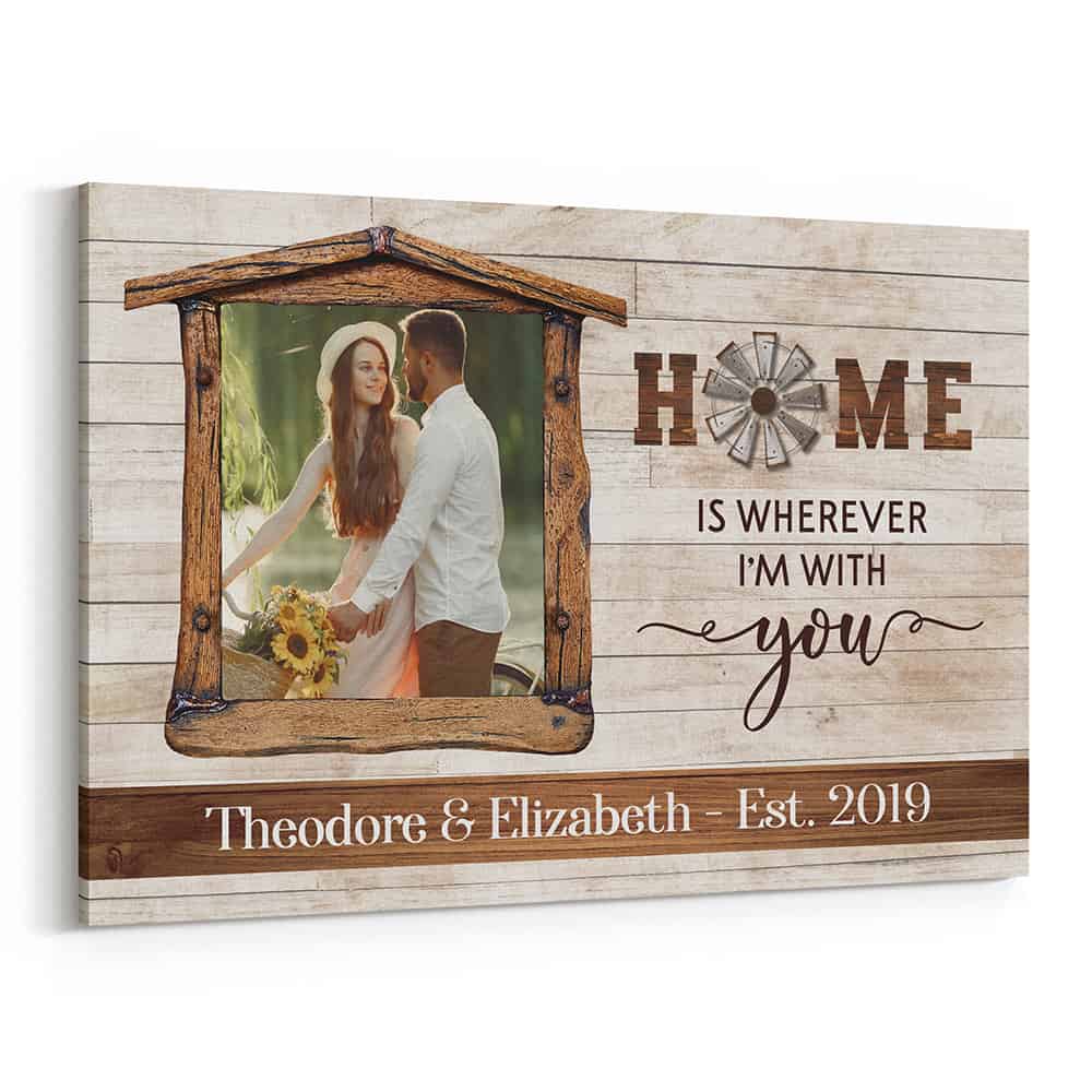 Home Is Wherever I‘m with You Custom Photo Canvas Print