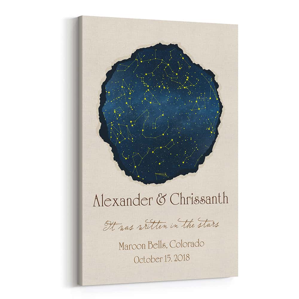 It Was Written In The Stars Anniversary Star Map Canvas Print