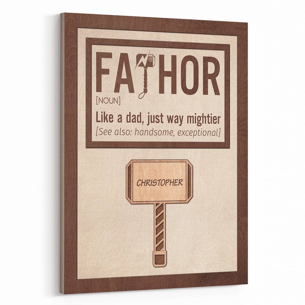 Thor Hammer Personalized Gift for Dad Fathor Father’s Day Sign Canvas Print
