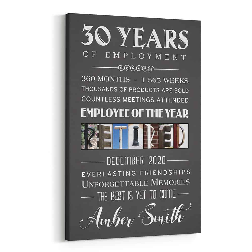 Years of Employment Personalized Retirement Canvas Print