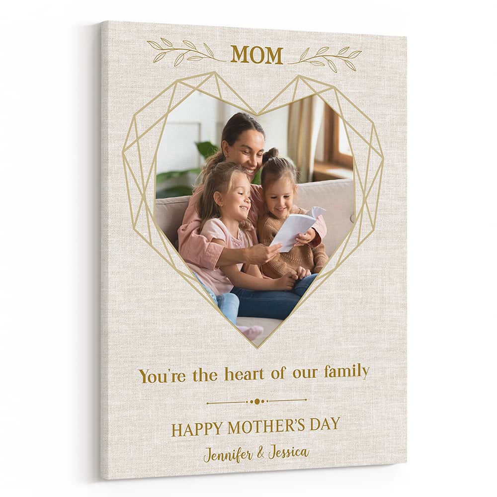 You’re The Heart Of Our Family Custom Photo And Text Canvas Print