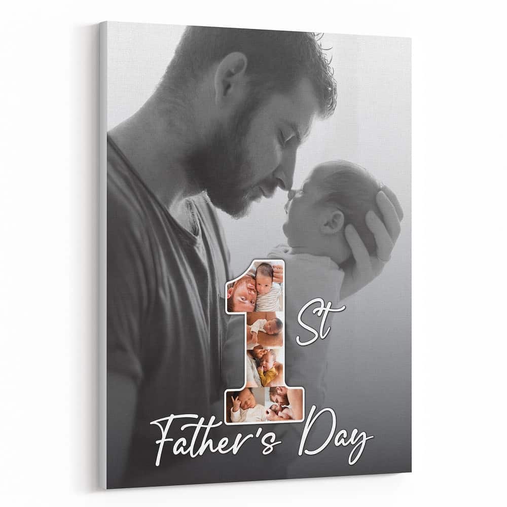 1st Father’s Day Photo Collage Canvas Print