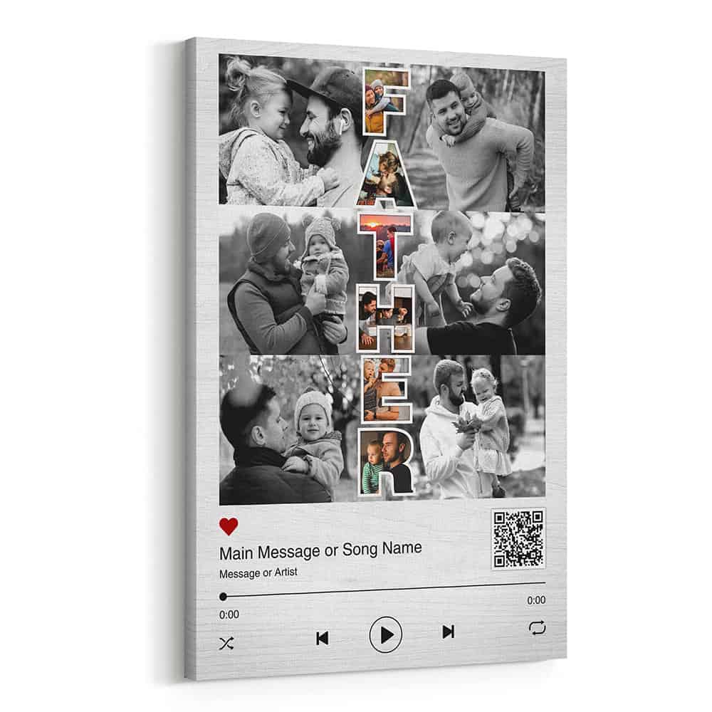 Father Art Message And Song With QR Code Custom Canvas Print