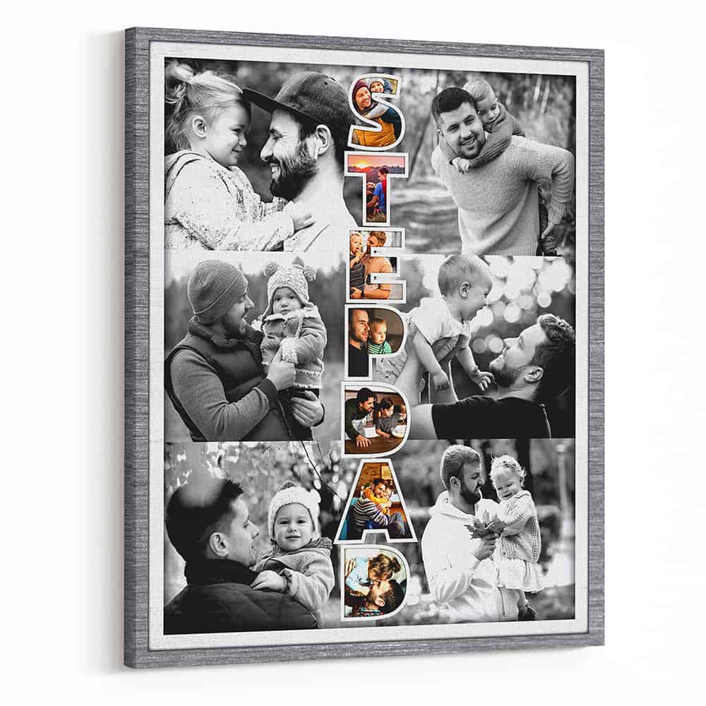 Step Dad Art Custom Photo Collage Canvas Print