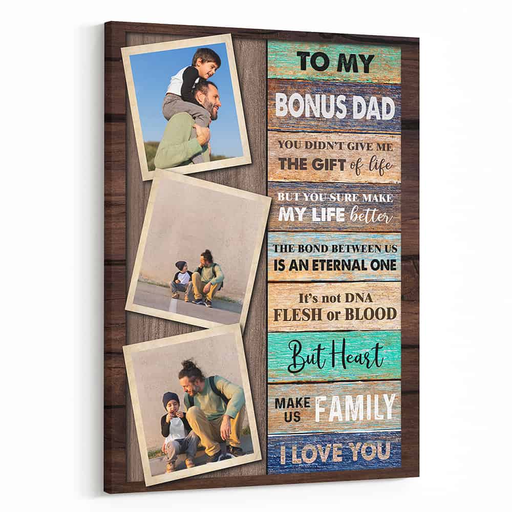 To My Bonus Dad Custom Photo Canvas Print