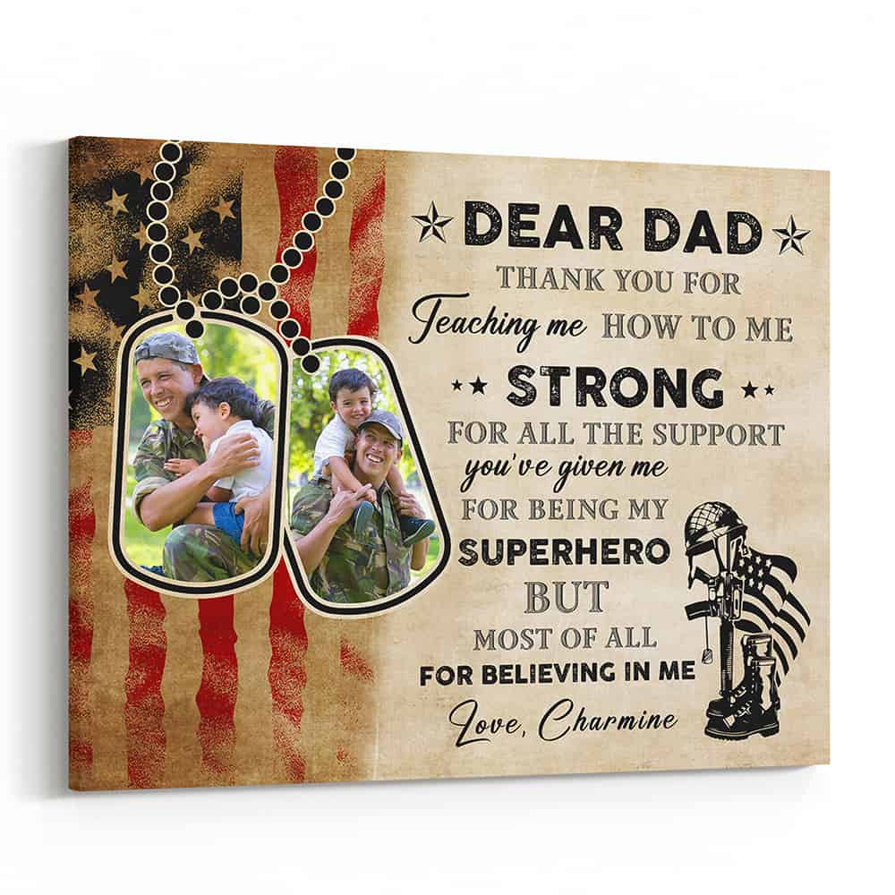 Dear Dad Thank You For Teaching Me Custom Photo Canvas Print