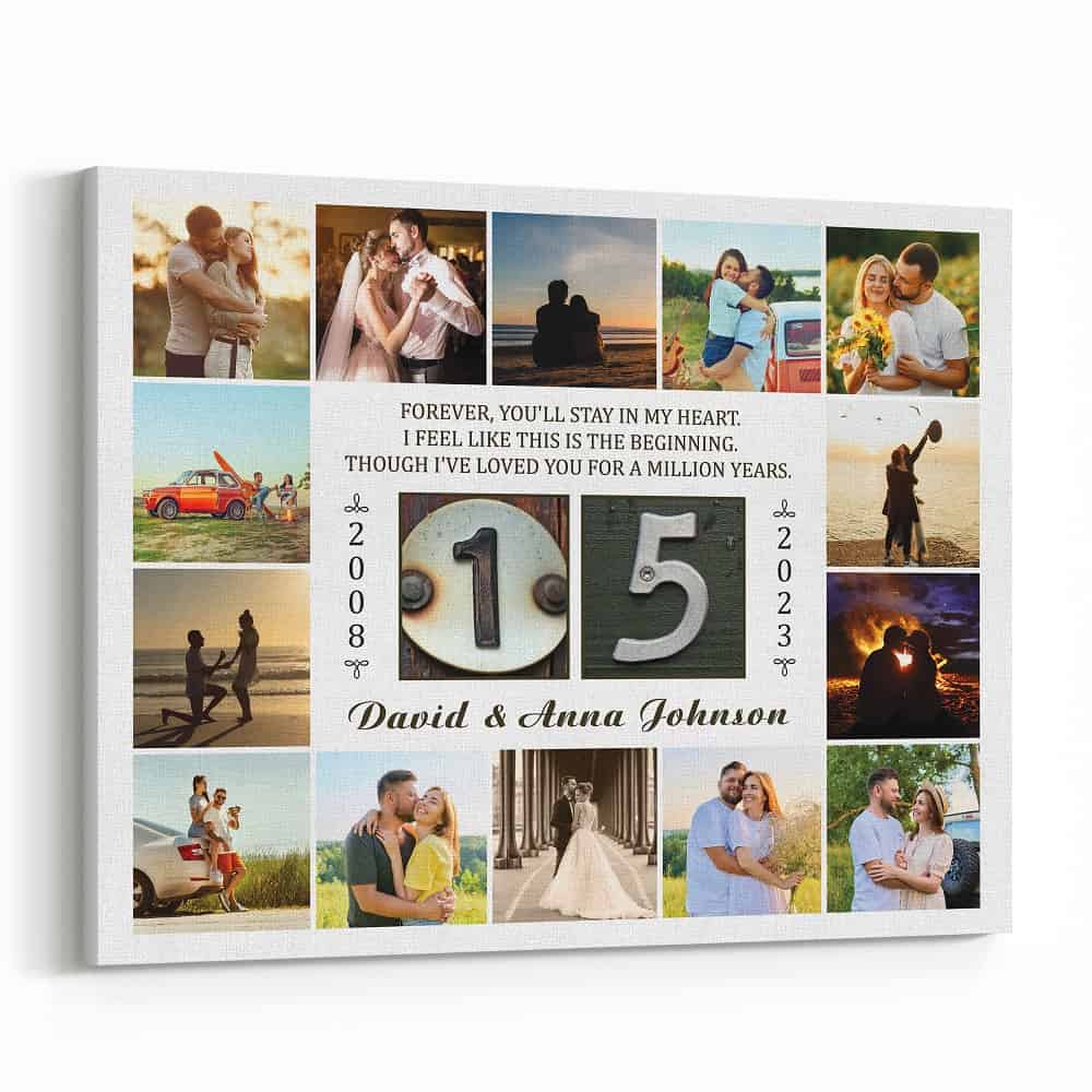 15 Years Forever You’ll Stay In My Heart Photo Collage Canvas Print