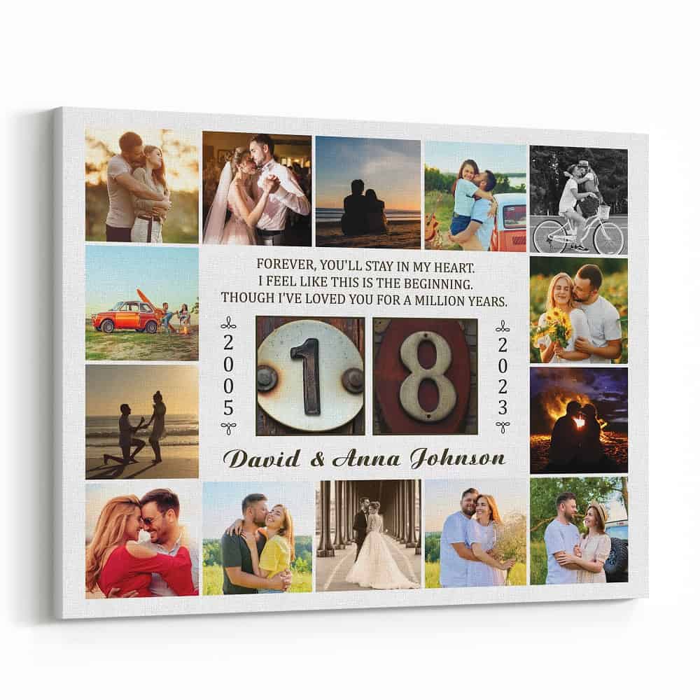 18 Years Forever You’ll Stay In My Heart 14 Photo Collage Canvas Print