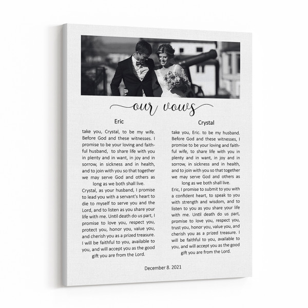 Custom Wedding Vows On Canvas
