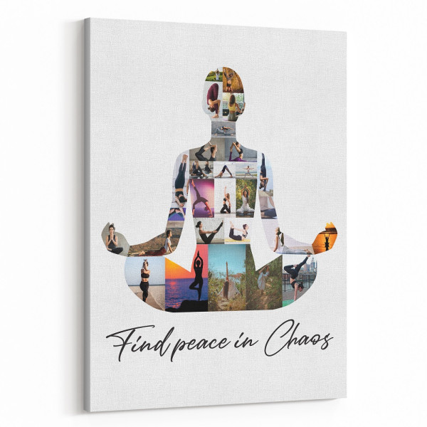 Find Peace In Chaos - Yoga Photo Collage Canvas Print