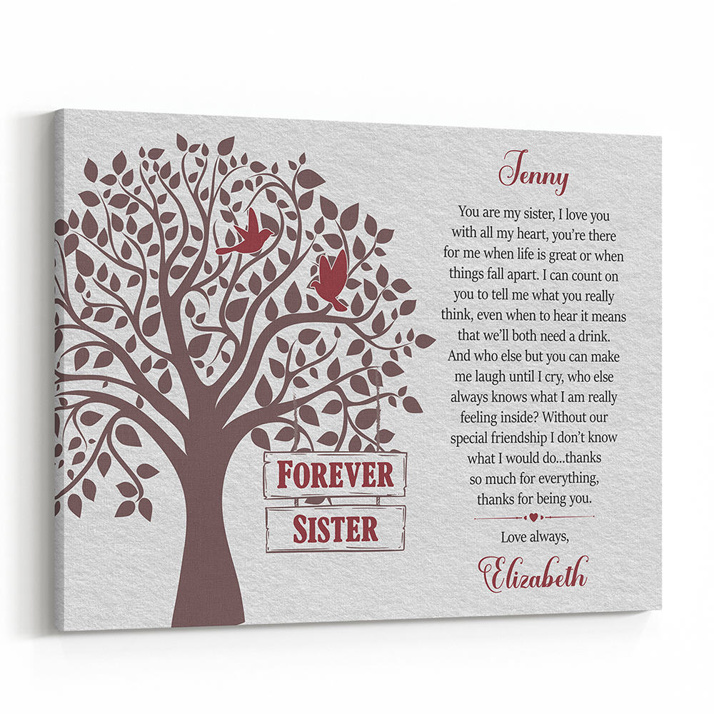 Forever Sisters Poem Custom Canvas Print