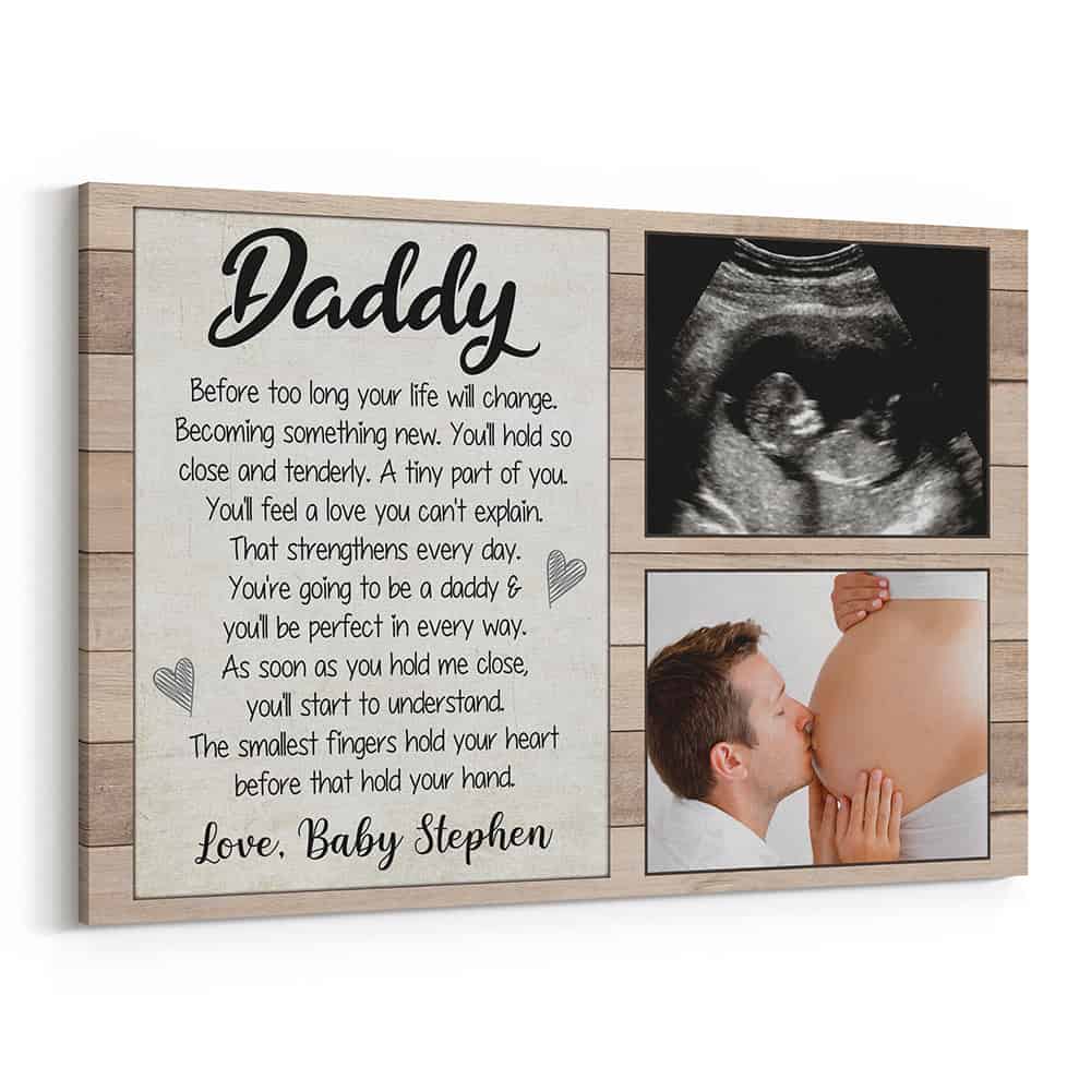 Gift for Expecting Dad Custom Photo Sonogram Canvas Print