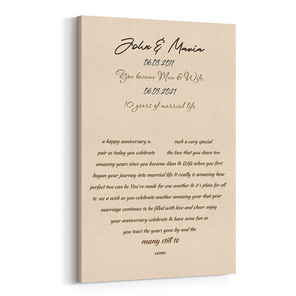 Personalized Message And Heart Shaped Lyrics Canvas Print