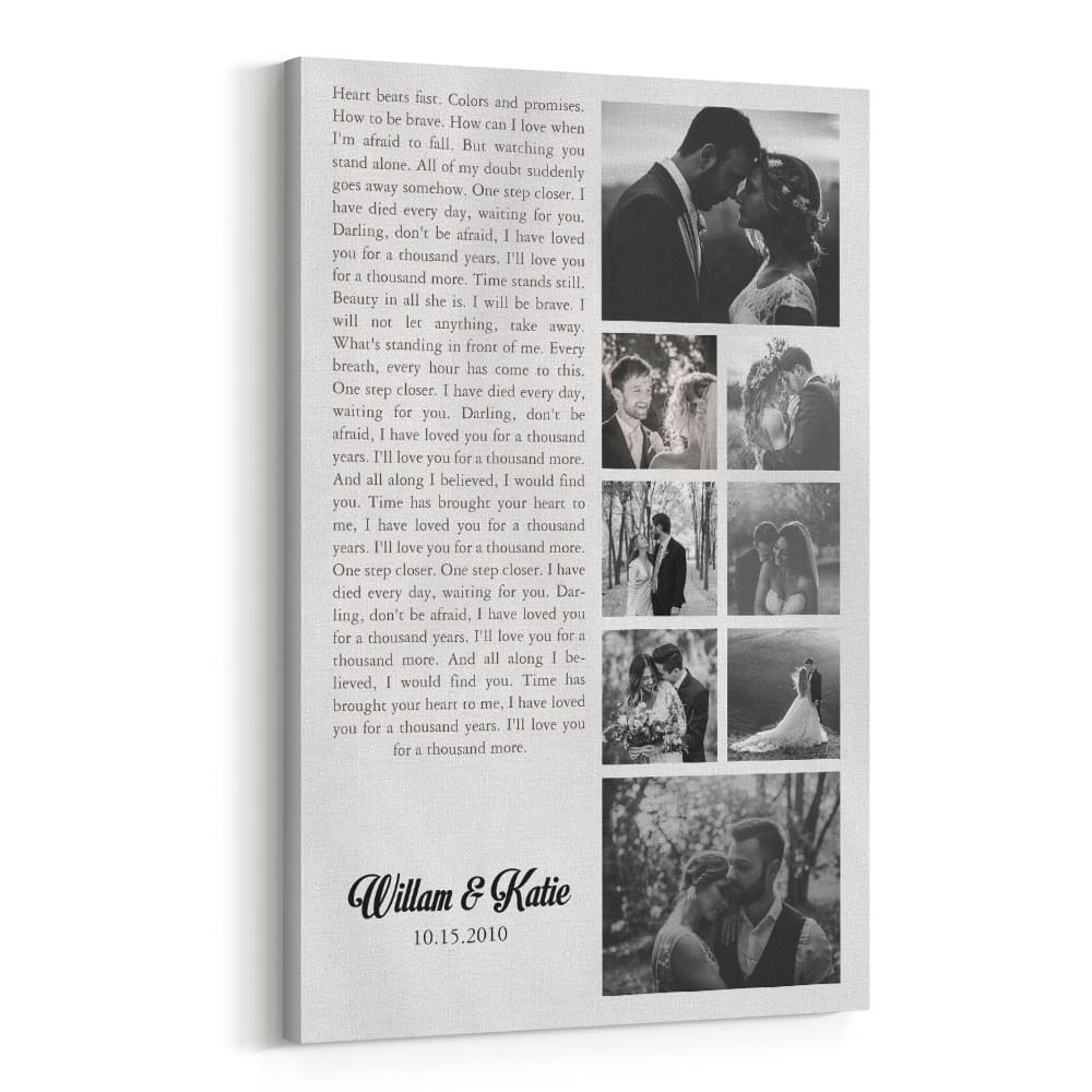 Song Lyrics Custom 9 Photo Collage Anniversary Canvas Print
